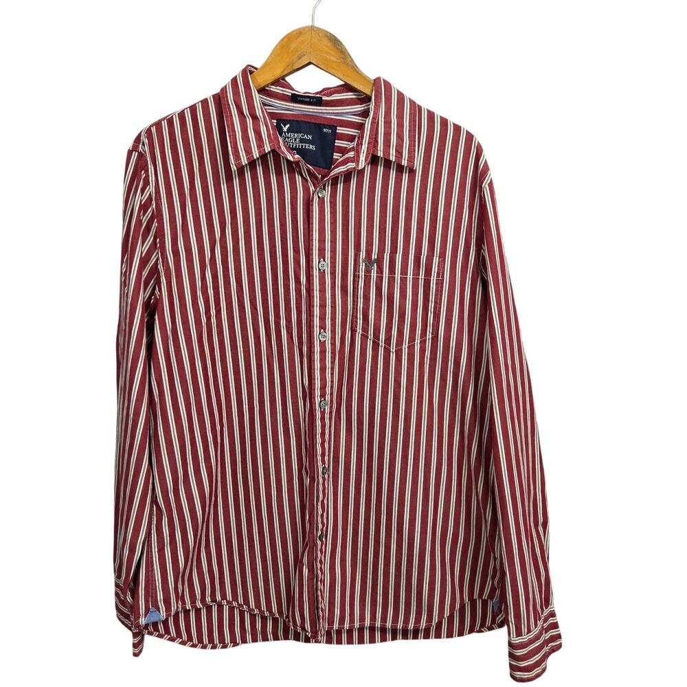 American Eagle button front Oxford long sleeve casual vintage fit men's size XL